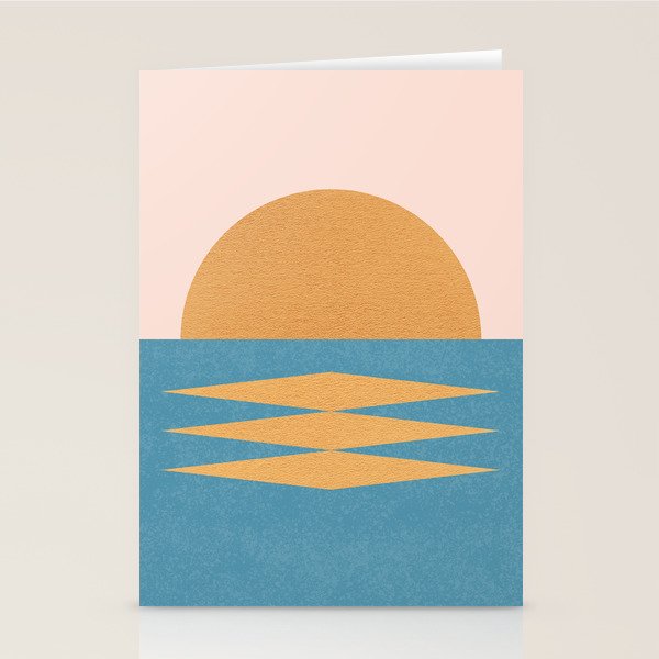 Sunrise Geometric - Midcentury Style Stationery Card Gallery Image 1