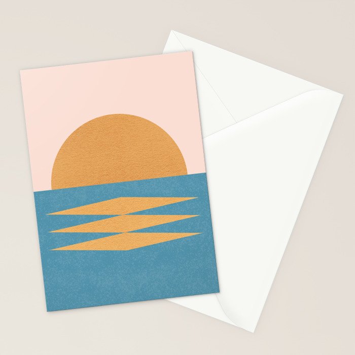 Sunrise Geometric - Midcentury Style Stationery Card Gallery Image 2