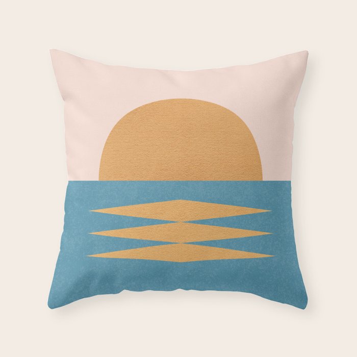 Sunrise Geometric - Midcentury Style Throw Pillow Gallery Image 6