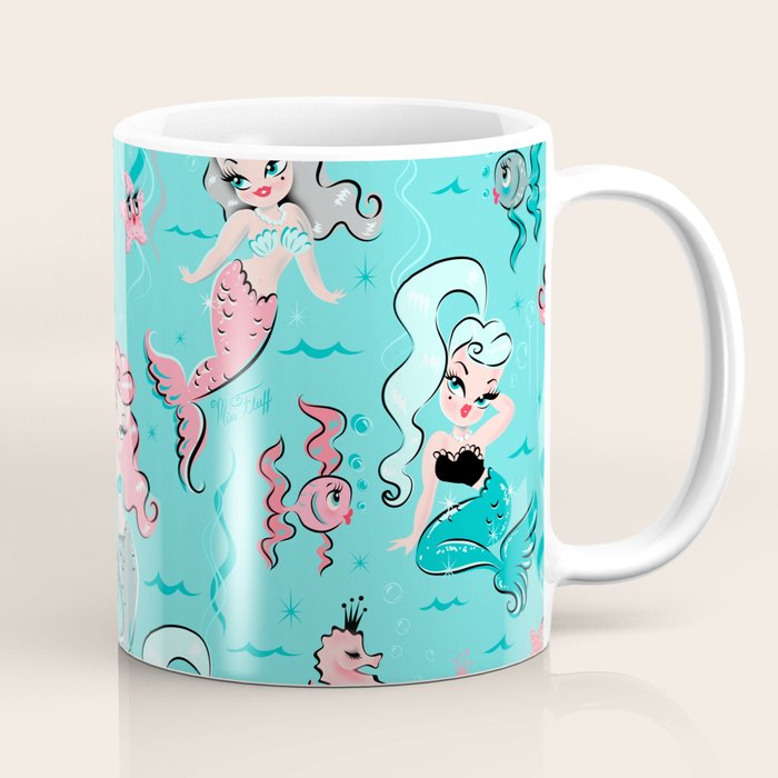 Babydoll Mermaids on Aqua Coffee Mug Gallery Image 1
