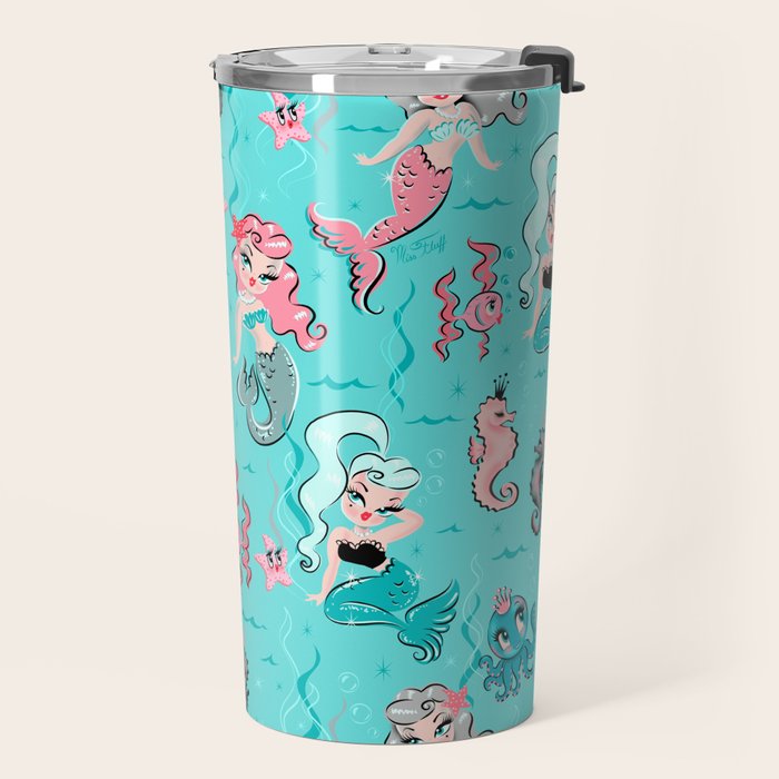 Babydoll Mermaids on Aqua Travel Mug Gallery Image 2