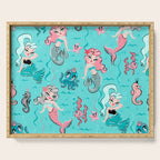 Babydoll Mermaids on Aqua Serving Tray Gallery Image 1