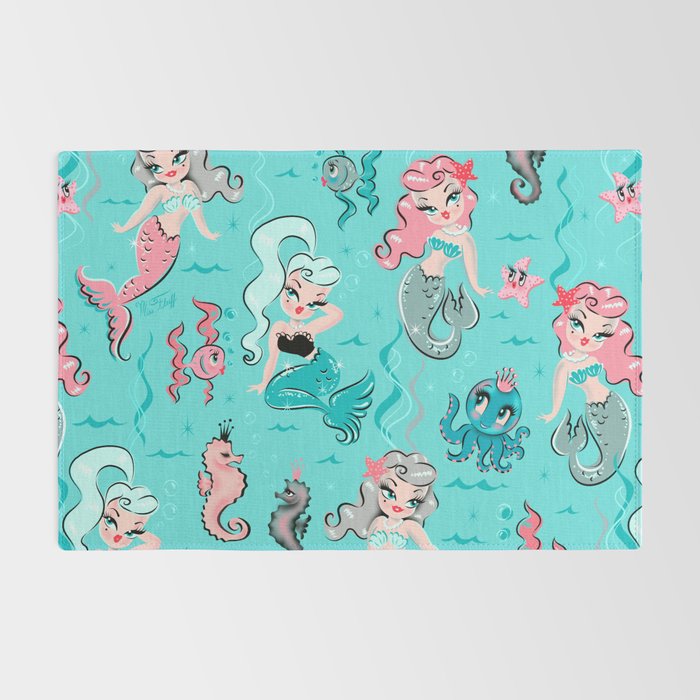 Babydoll Mermaids on Aqua Rug Gallery Image 2