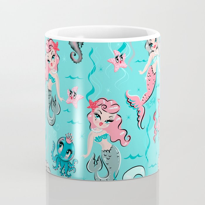 Babydoll Mermaids on Aqua Coffee Mug Gallery Image 4