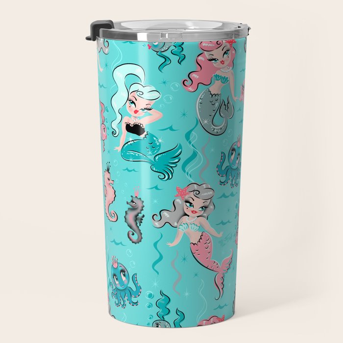 Babydoll Mermaids on Aqua Travel Mug Gallery Image 3