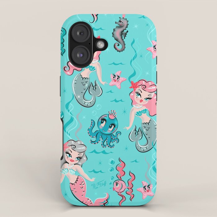 Babydoll Mermaids on Aqua iPhone Case Gallery Image 1