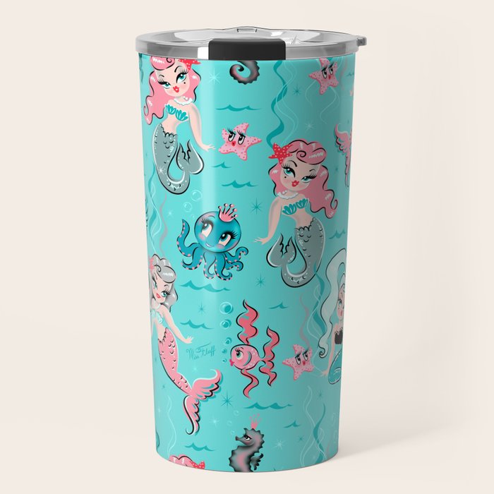 Babydoll Mermaids on Aqua Travel Mug Gallery Image 1