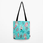 Babydoll Mermaids on Aqua Tote Bag Gallery Image 2