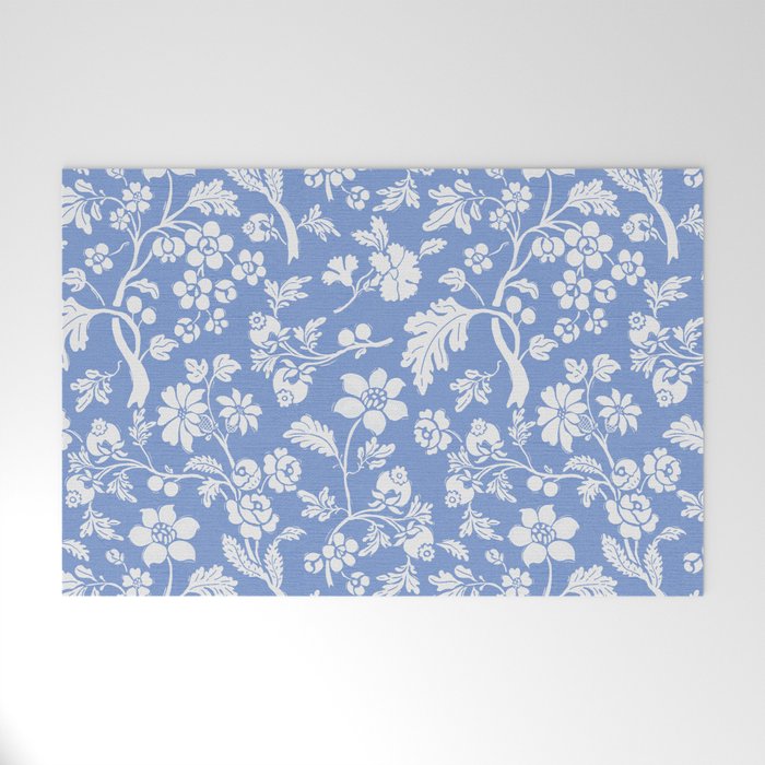 Vintage Style Chintz Florals On Blue Welcome Mat Gallery Image 1