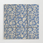 Vintage Style Chintz Florals On Blue Wood Wall Art Gallery Image 1