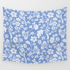 Vintage Style Chintz Florals On Blue Wall Tapestry Gallery Image 4