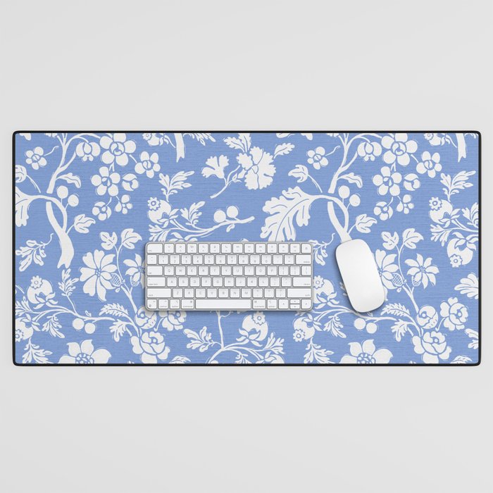 Vintage Style Chintz Florals On Blue Desk Mat Gallery Image 1