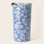 Vintage Style Chintz Florals On Blue Travel Mug Gallery Image 3