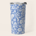 Vintage Style Chintz Florals On Blue Travel Mug Gallery Image 2