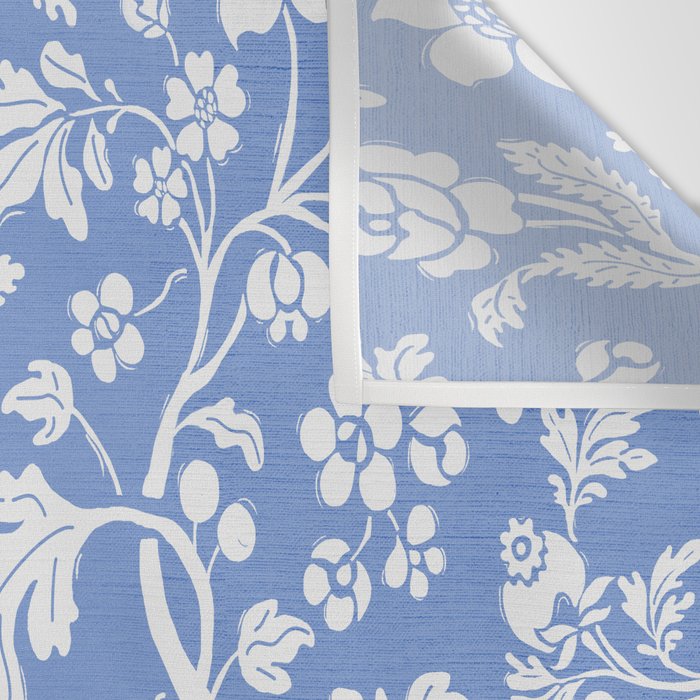 Vintage Style Chintz Florals On Blue Wall Tapestry Gallery Image 3