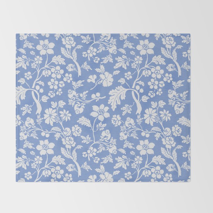 Vintage Style Chintz Florals On Blue Throw Blanket Gallery Image 2