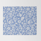 Vintage Style Chintz Florals On Blue Throw Blanket Gallery Image 2