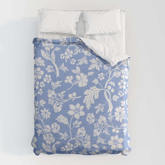 Vintage Style Chintz Florals On Blue Duvet Cover Gallery Image 1