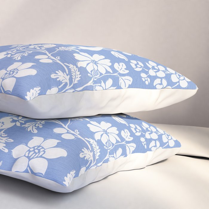 Vintage Style Chintz Florals On Blue Pillow Sham Gallery Image 3
