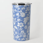 Vintage Style Chintz Florals On Blue Travel Mug Gallery Image 1