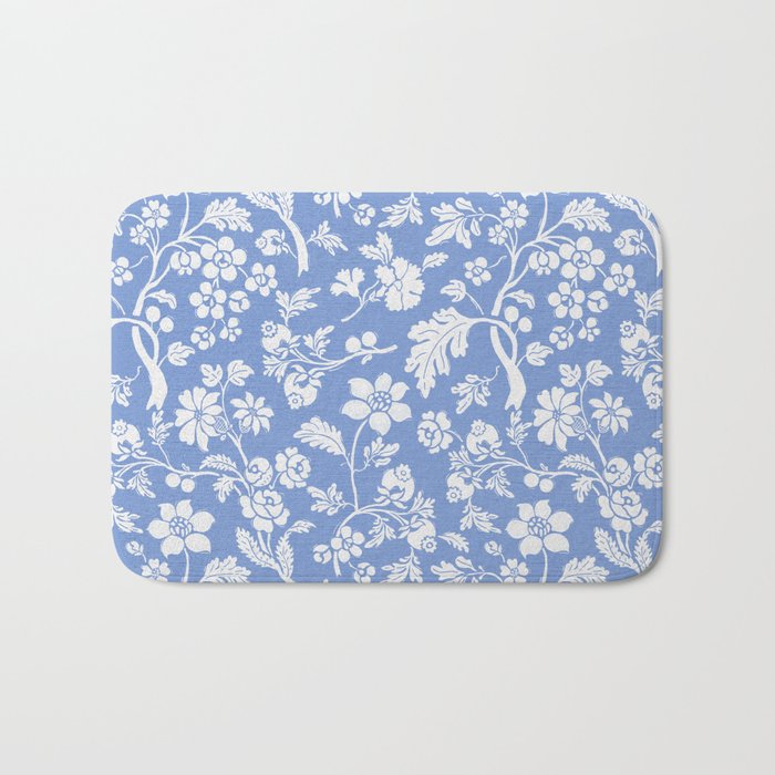 Vintage Style Chintz Florals On Blue Bath Mat Gallery Image 1