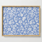 Vintage Style Chintz Florals On Blue Serving Tray Gallery Image 1