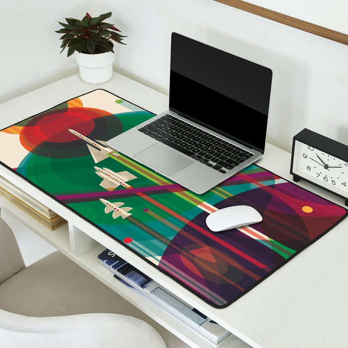 NASA Retro Space Travel Poster The Grand Tour Desk Mat Gallery Image 2