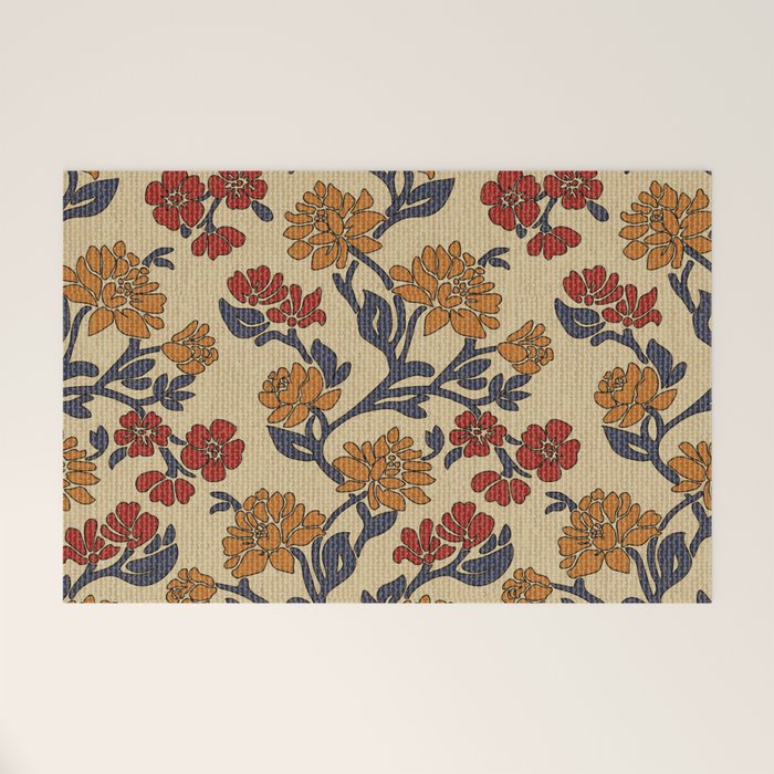 Vintage victorian floral upholstery fabric light background Welcome Mat Gallery Image 1