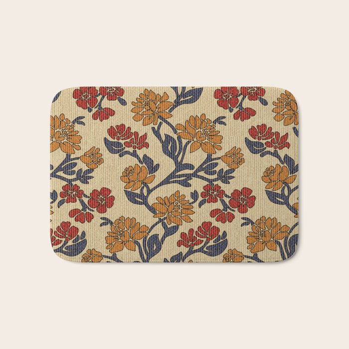 Vintage victorian floral upholstery fabric light background Bath Mat Gallery Image 1