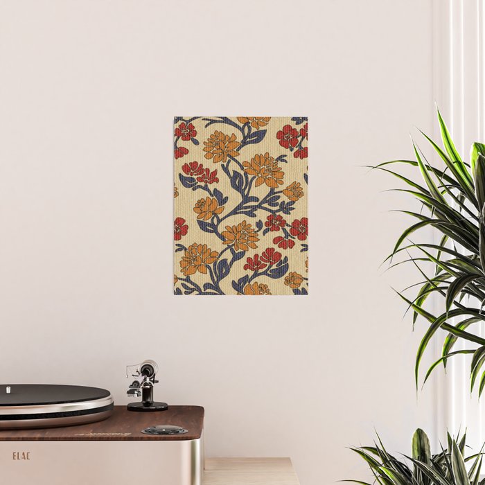 Vintage victorian floral upholstery fabric light background Poster Gallery Image 2