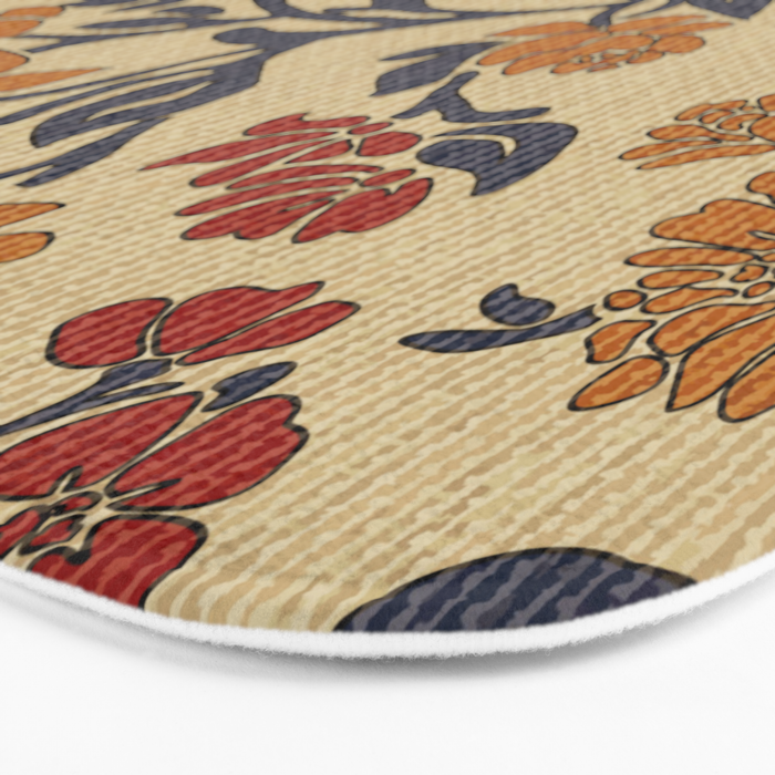 Vintage victorian floral upholstery fabric light background Bath Mat Gallery Image 3