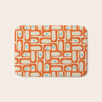 Mid Century Modern Piquet Abstract Geometric Multi Pattern Orange Aqua Beige Bath Mat Gallery Image 1