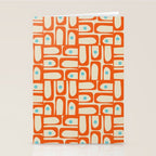 Mid Century Modern Piquet Abstract Geometric Multi Pattern Orange Aqua Beige Stationery Card Gallery Image 2
