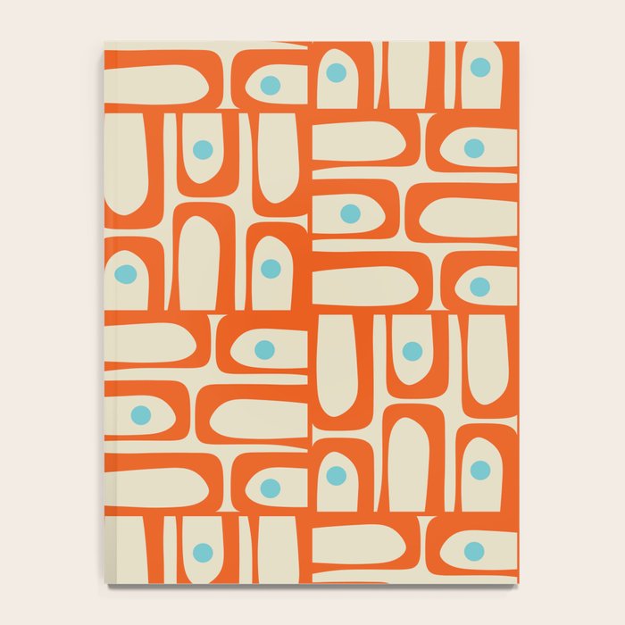 Mid Century Modern Piquet Abstract Geometric Multi Pattern Orange Aqua Beige Notebook Gallery Image 4