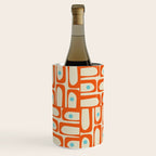 Mid Century Modern Piquet Abstract Geometric Multi Pattern Orange Aqua Beige Wine Chiller Gallery Image 3