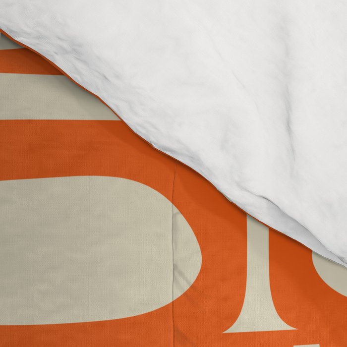 Mid Century Modern Piquet Abstract Geometric Multi Pattern Orange Aqua Beige Comforter Gallery Image 4
