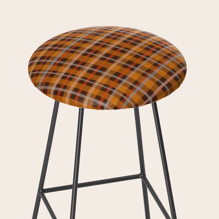 Autumn Retro 70s Plaid Pattern in Brown and Orange Stool Gallery Image 2