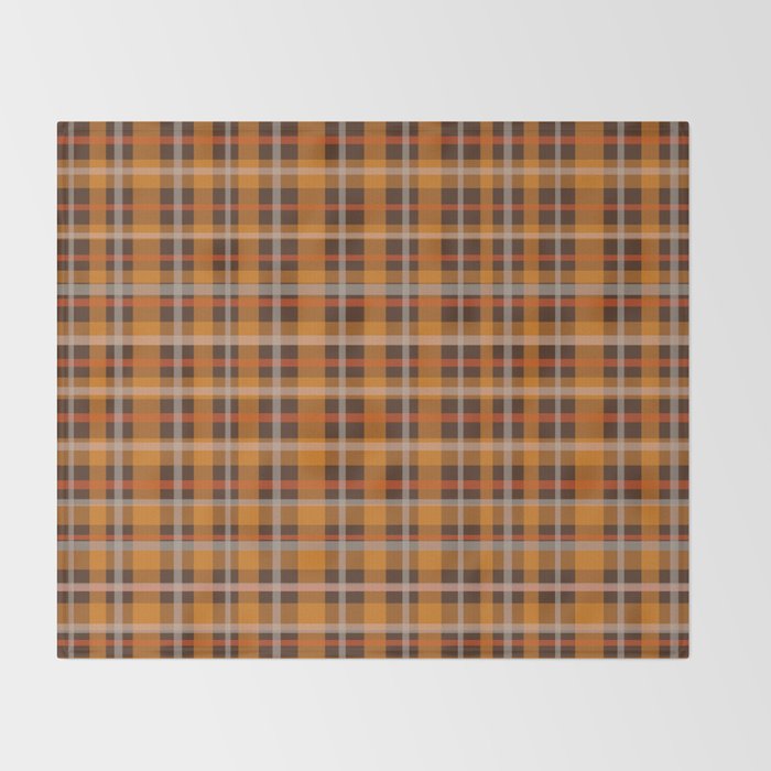 Autumn Retro 70s Plaid Pattern in Brown and Orange Throw Blanket Gallery Image 2