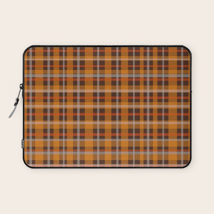 Autumn Retro 70s Plaid Pattern in Brown and Orange Laptop Sleeve Gallery Image 1