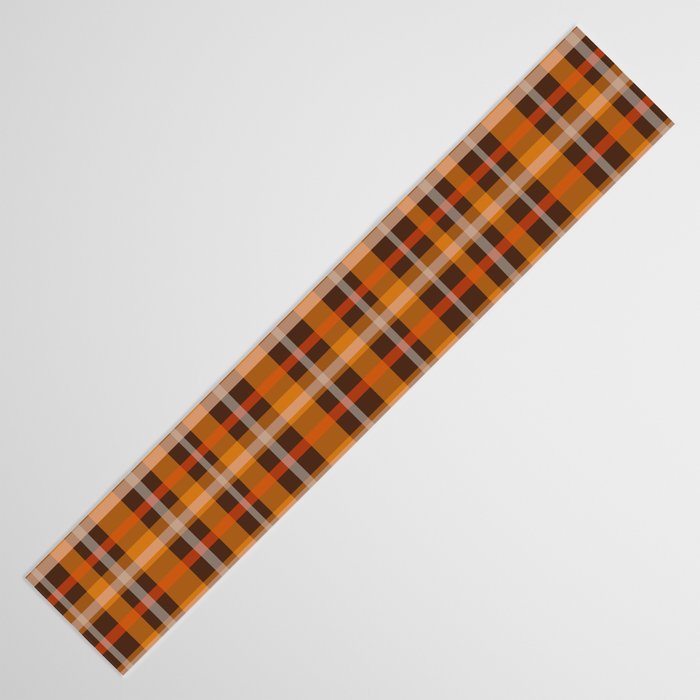 Autumn Retro 70s Plaid Pattern in Brown and Orange Table Runner Gallery Image 3