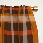 Autumn Retro 70s Plaid Pattern in Brown and Orange Window Curtain Gallery Image 2
