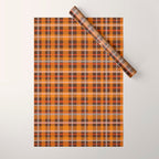 Autumn Retro 70s Plaid Pattern in Brown and Orange Wrapping Paper Gallery Image 1