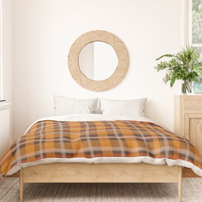 Autumn Retro 70s Plaid Pattern in Brown and Orange Duvet Cover Gallery Image 3
