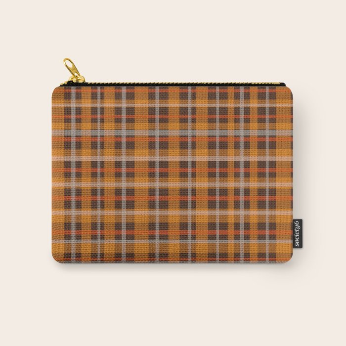 Autumn Retro 70s Plaid Pattern in Brown and Orange Carry All Pouch Gallery Image 1