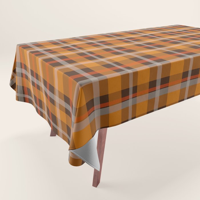 Autumn Retro 70s Plaid Pattern in Brown and Orange Tablecloth Gallery Image 1