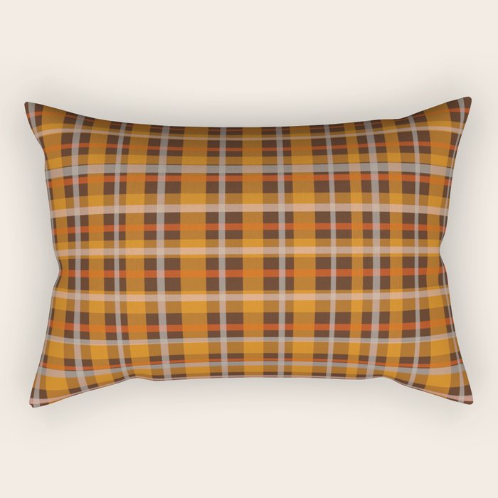 Autumn Retro 70s Plaid Pattern in Brown and Orange Rectangular Pillow Gallery Image 2
