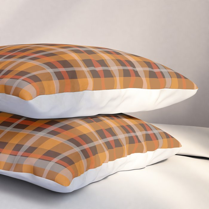 Autumn Retro 70s Plaid Pattern in Brown and Orange Pillow Sham Gallery Image 3