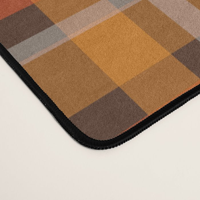 Autumn Retro 70s Plaid Pattern in Brown and Orange Desk Mat Gallery Image 4