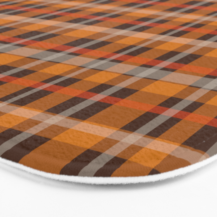 Autumn Retro 70s Plaid Pattern in Brown and Orange Bath Mat Gallery Image 3
