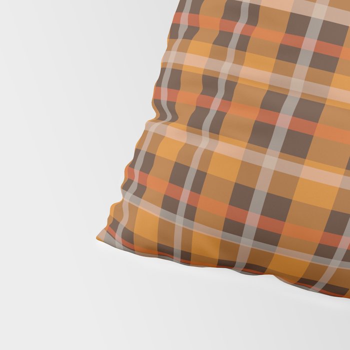 Autumn Retro 70s Plaid Pattern in Brown and Orange Pillow Sham Gallery Image 4